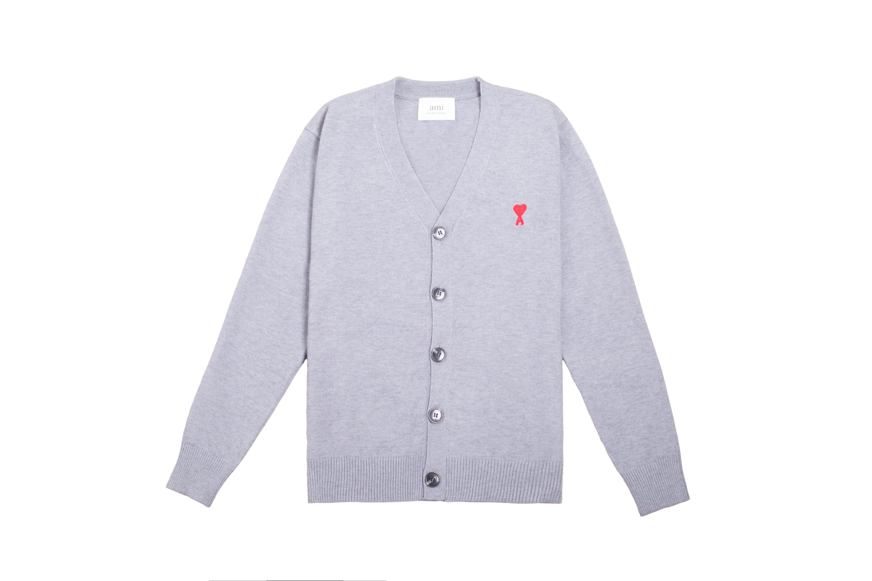 P93 款号: MQ803 AMI经典小爱心系列刺绣开衫毛衣 最高版本 支持对比 颜色: 灰色 尺码:S-XL