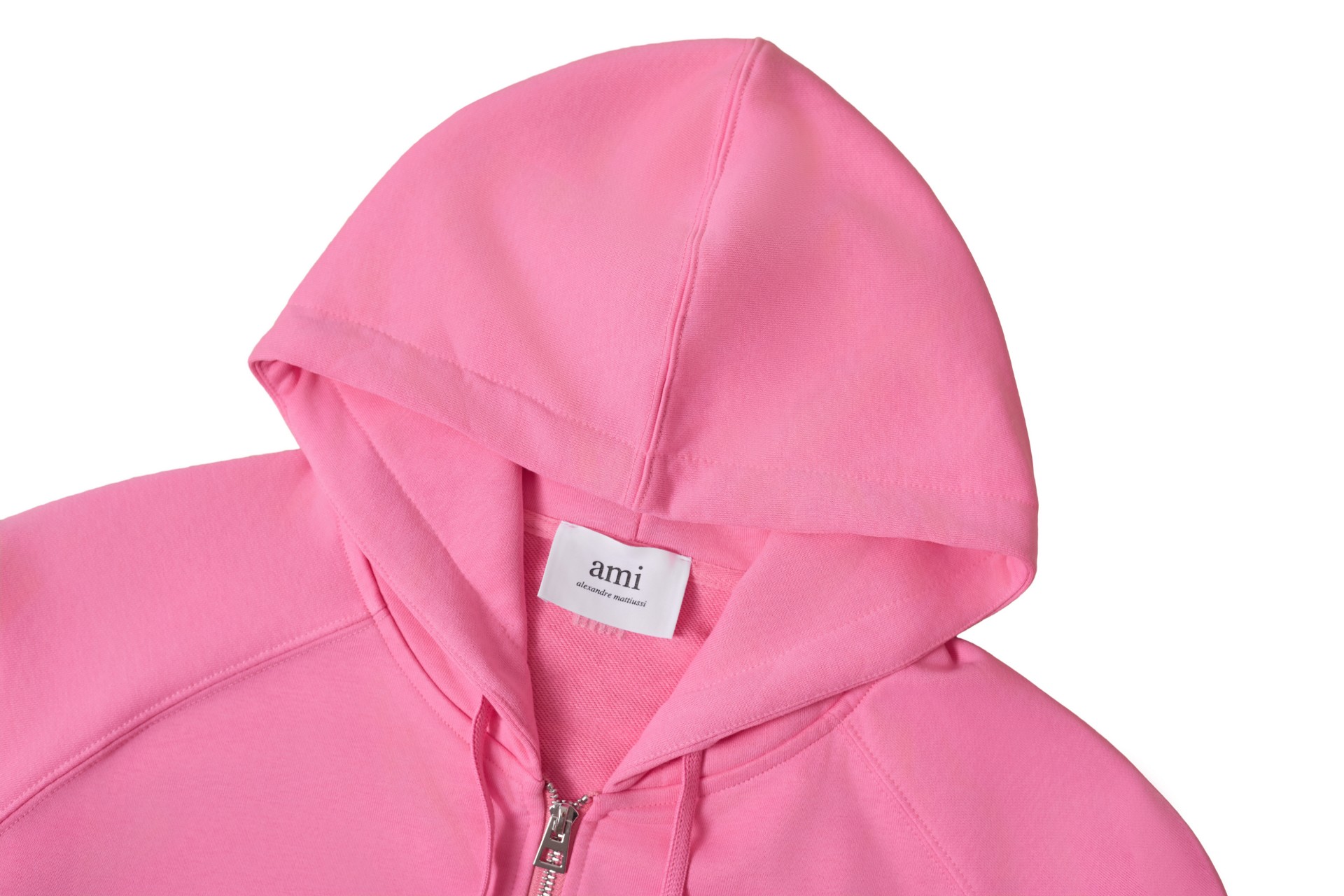 Ami Paris Sudadera con Capucha y Cremallera Bordada con Corazón Rosa 4 a1756046524088 0433