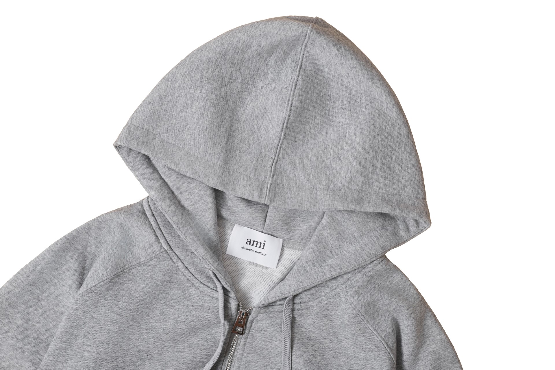 Ami Paris Sudadera con Capucha y Cremallera con Bordado de Corazón - Gris 4 a1756046642906 6388