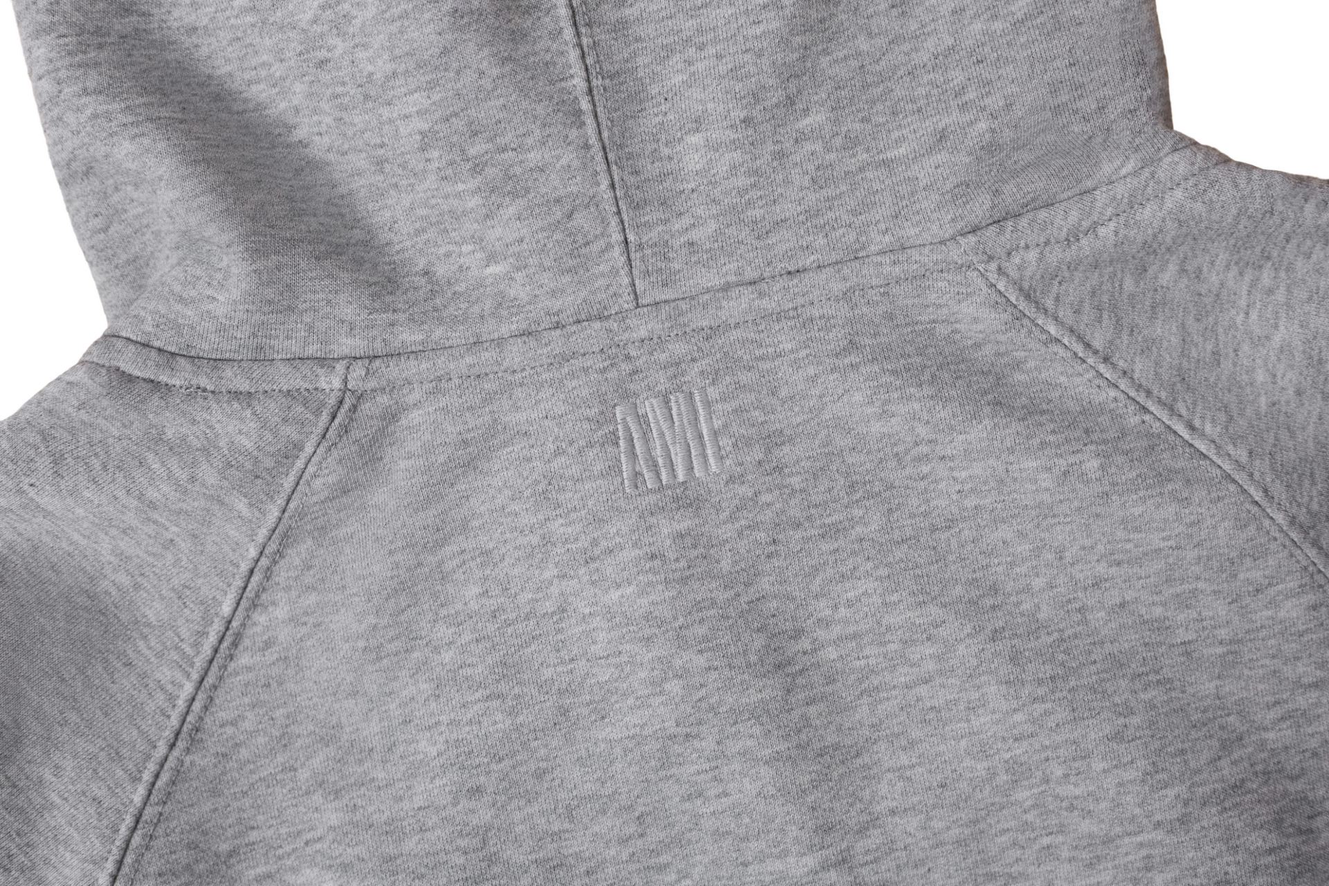 Ami Paris Sudadera con Capucha y Cremallera con Bordado de Corazón - Gris 10 a1756046644150 0118