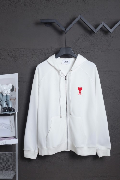 AMI Paris Heart Logo Hoodie - Classic Embroidered Zip-Up Sweatshirt 1 AMI Paris Heart Logo Hoodie – Classic Embroidered Zip-Up Sweatshirt