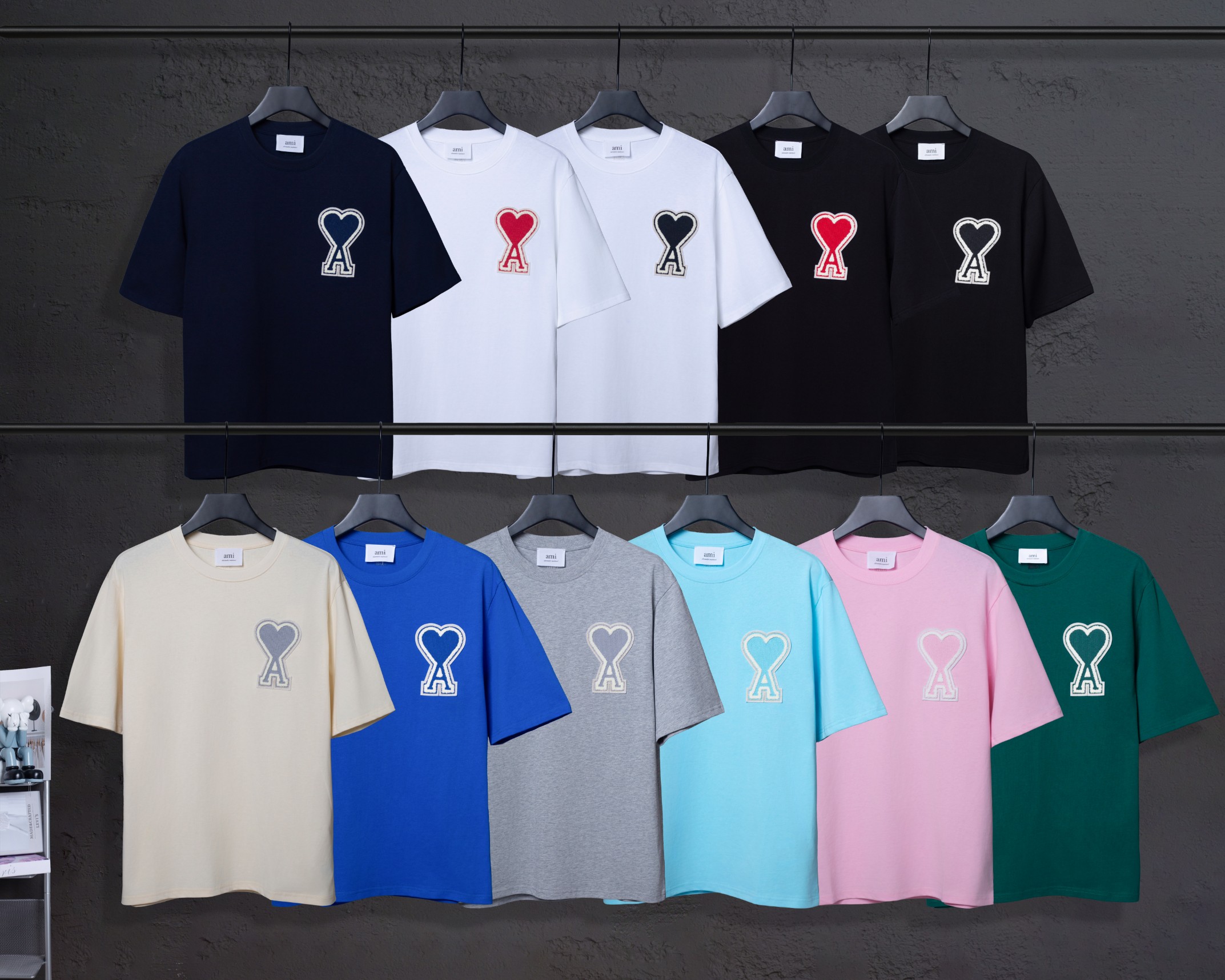 P55 Modelo: 602 Colección de manga corta primavera/verano AMI ~ pesado y grueso de alto gramaje, 100% algodón de doble …