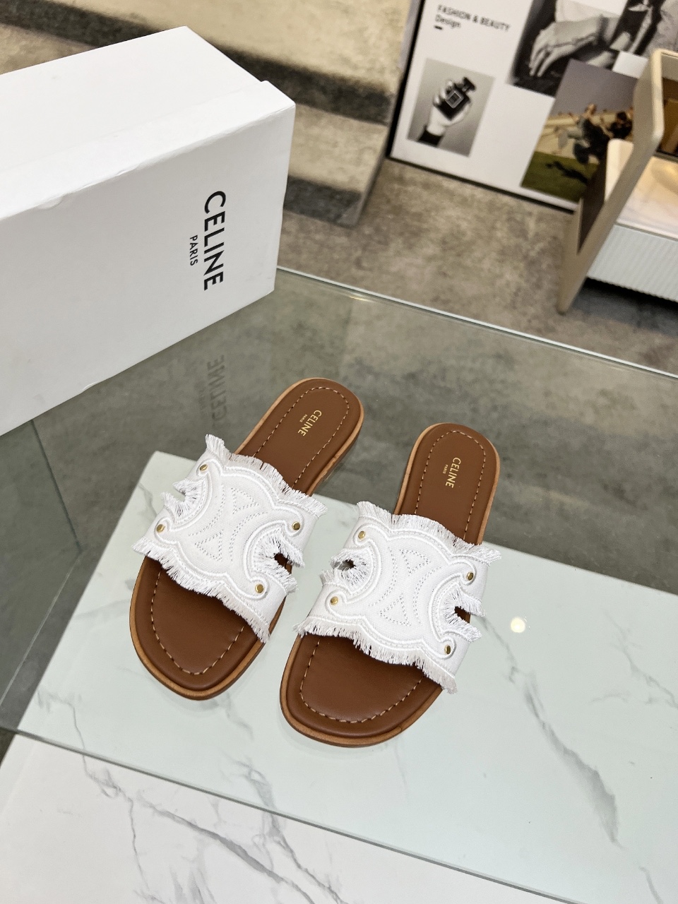 Celine Spring/Summer 2025 Embroidered Leather Slides Sandals for Women 3 i1746627129993 7295 0 0