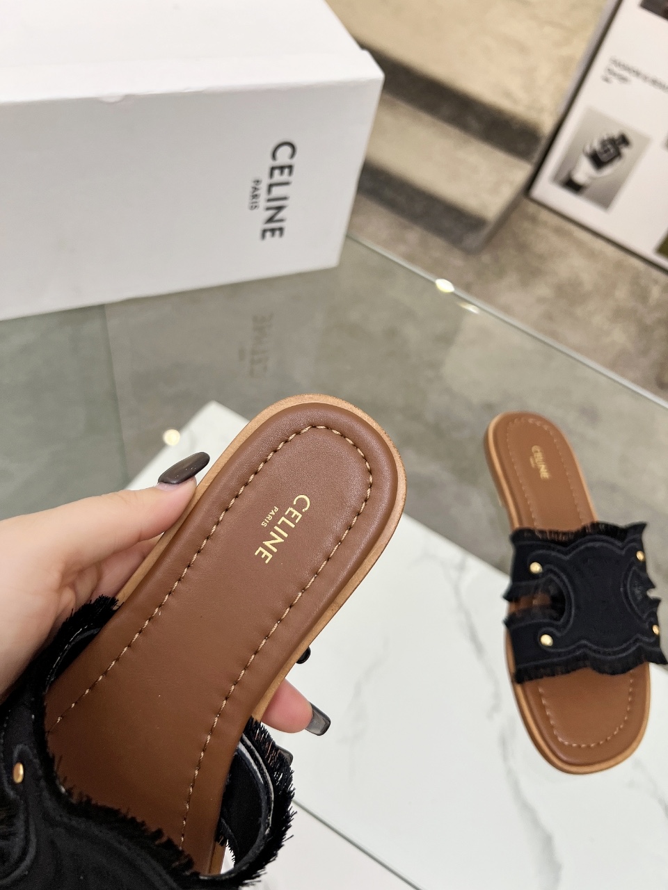 Celine 2025 Spring/Summer Embroidered Slides - Stylish and Comfortable 10 i1746628415727 8243 0 8