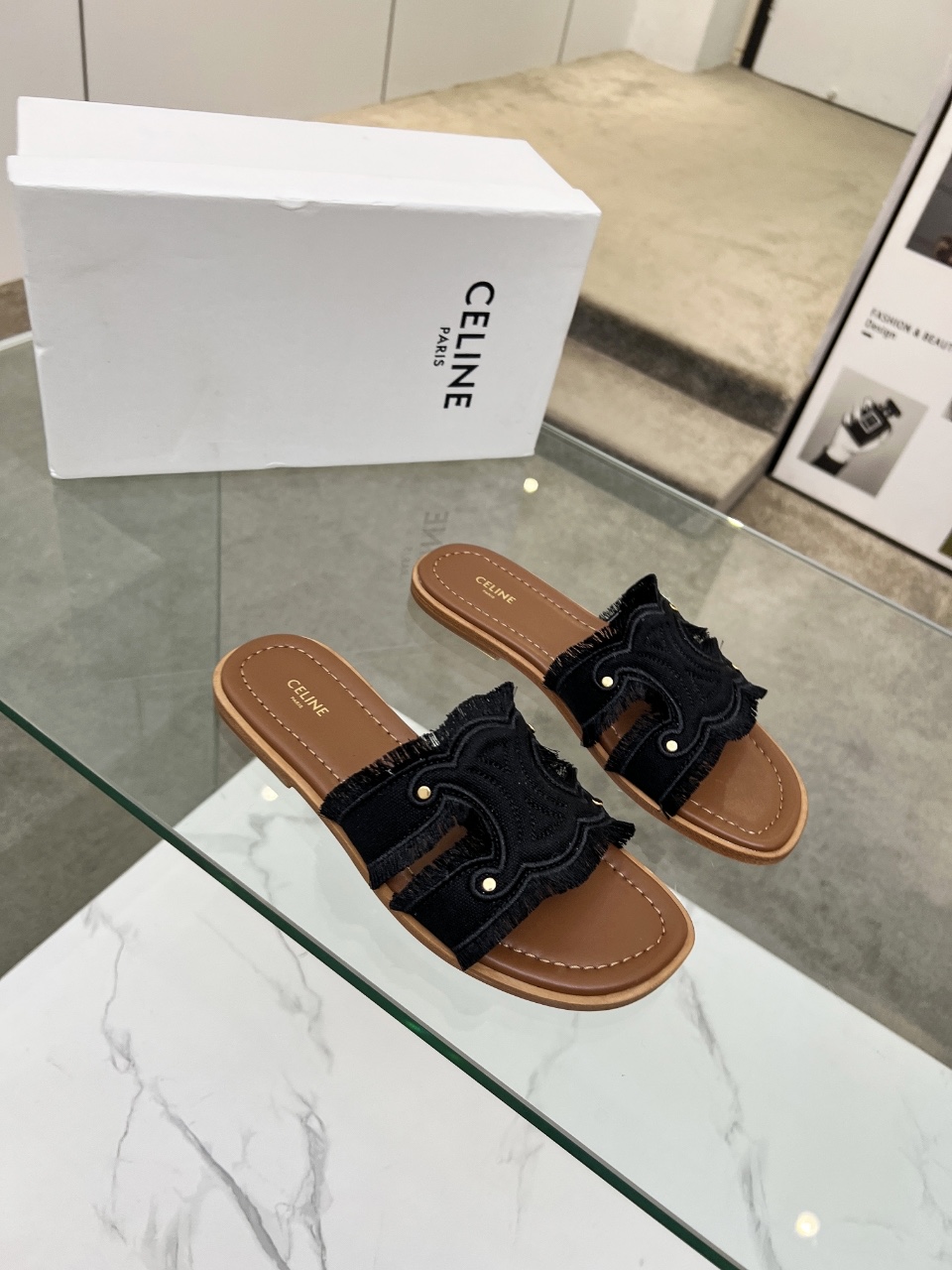 Celine 2025 Spring/Summer Embroidered Slides - Stylish and Comfortable 2 i1746628415746 7249 0 1