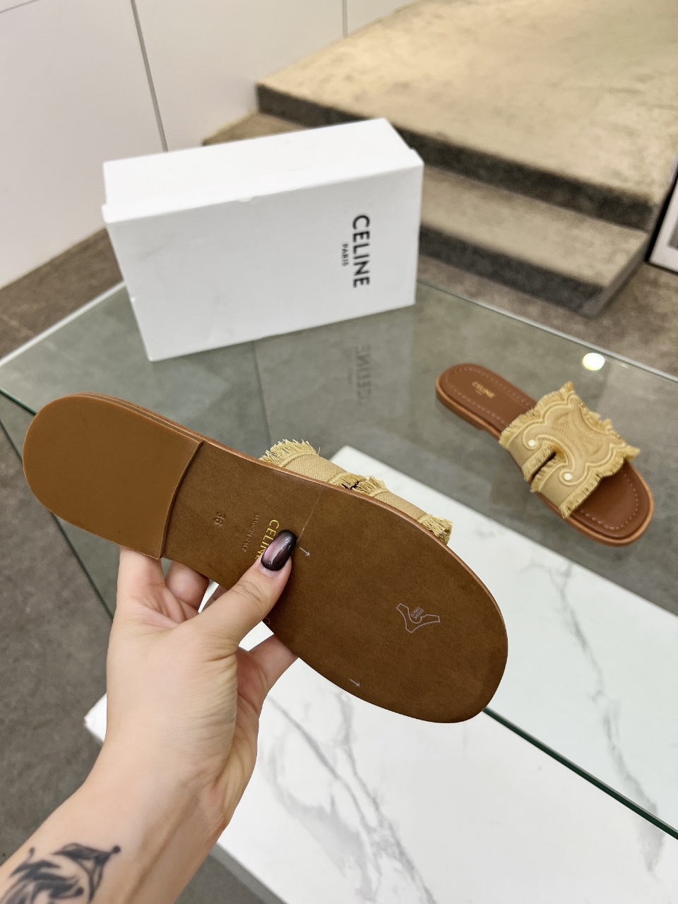 Celine Embroidered Slides, Summer Style,Genuine Leather, Various Sizes 10 i1746628531336 3089 0 8