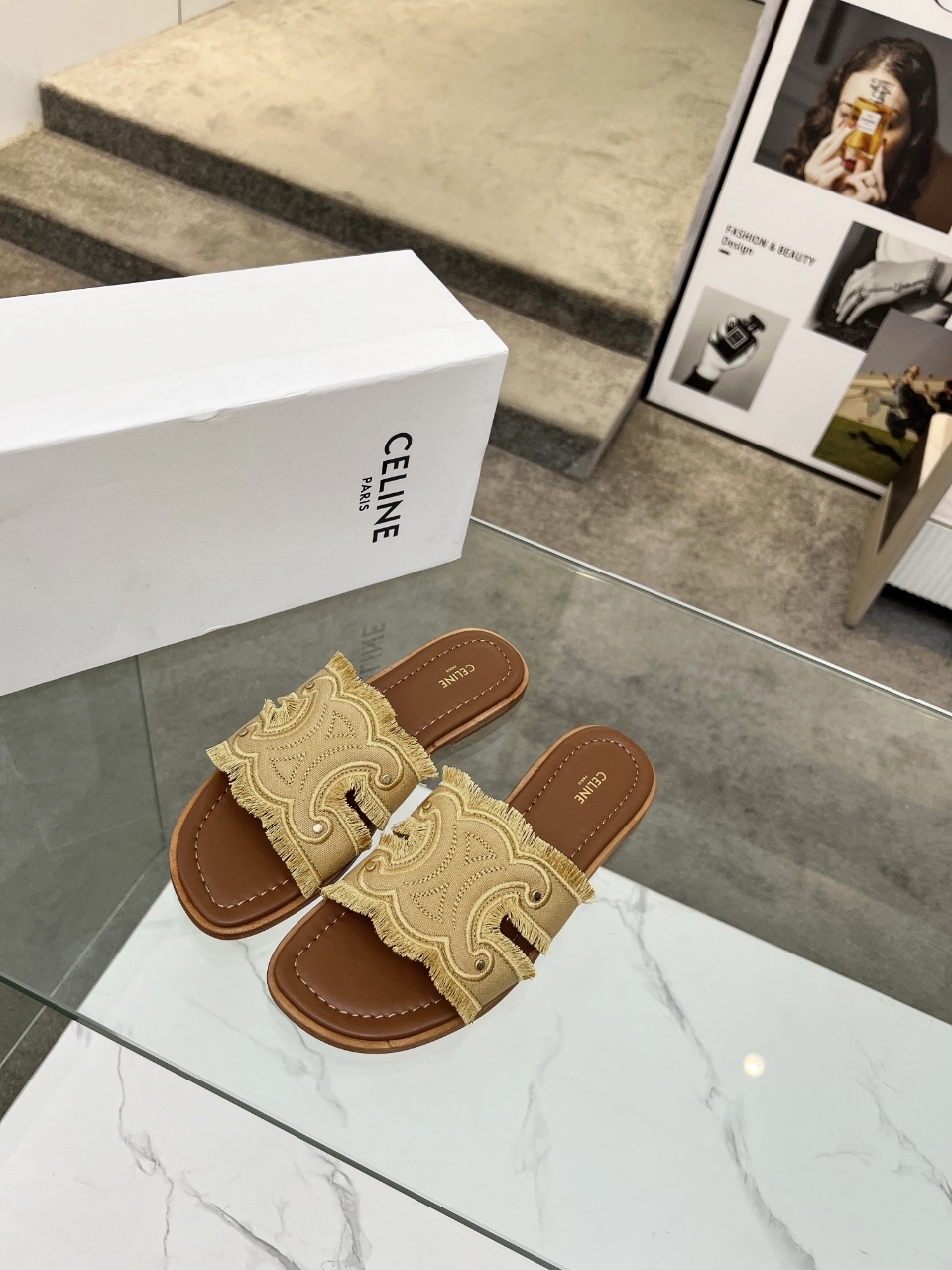 Celine Embroidered Slides, Summer Style,Genuine Leather, Various Sizes 3 i1746628531349 4194 0 0