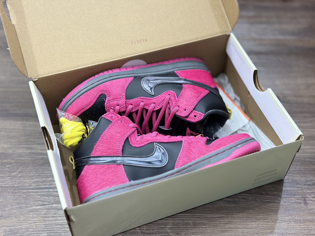 NIKE SB Dunk High rap team joint pink and black bristle high-top casual sports shoes DX4356-600