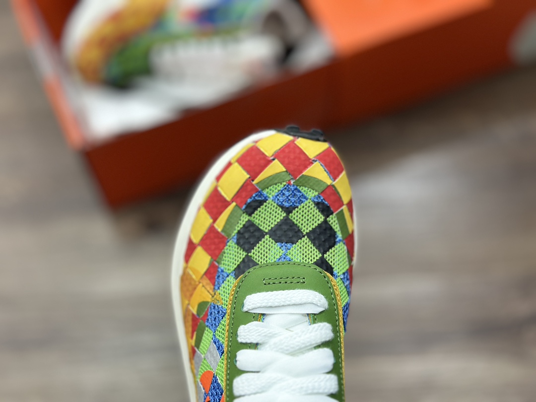 Sacai x NK Woven ”Green Gusto” Green Woven Waffle 3.0 Stitched Low-top Thick-soled Casual Sneakers DR5209-300