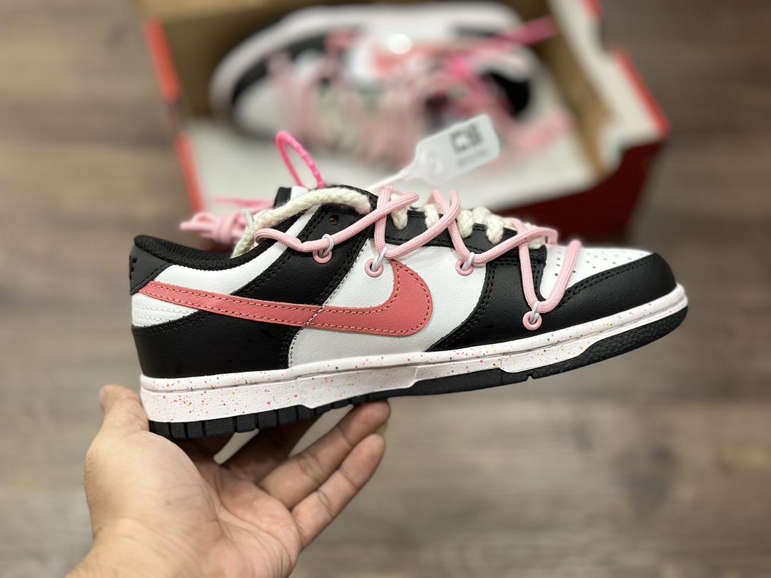 240 Nike SB Dunk Low 黑白粉 绑带三勾 低帮休闲板鞋 FD4623-157