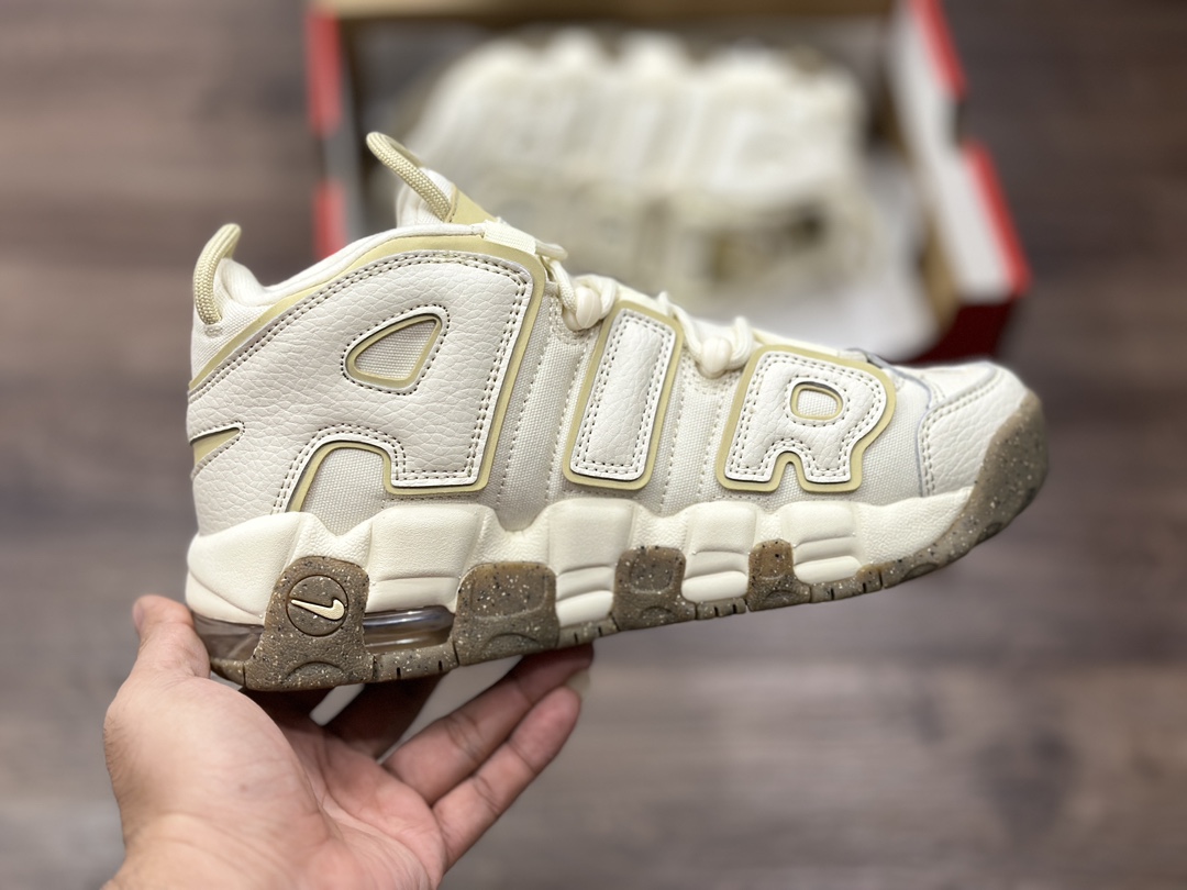 Nike WMNS Air More Uptempo GS”Barely Green0” Pippen light yellow rubber basketball shoes DX1939-100