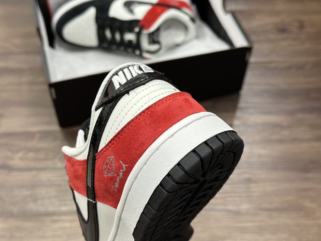 Nike SB Dunk Low Diamond White Black Red Low-top Casual Shoes FC1688-124