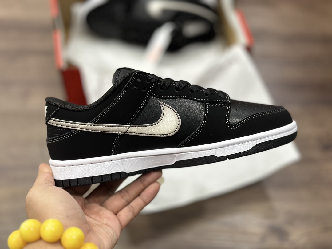 NIKE SB Dunk Low black leather silver hook low-top casual sports shoes FD6923-001