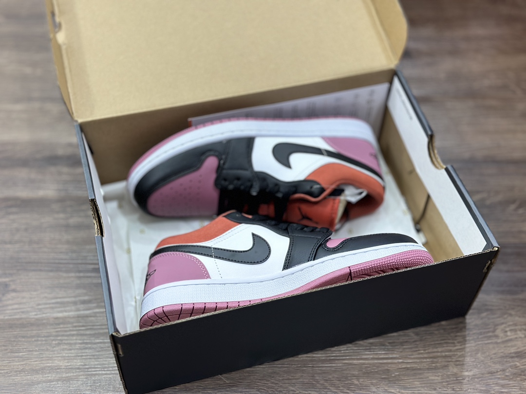 Air Jordan 1 Low AJ1 Black Pink Toe Joe 1 Low Top Casual Shoes FB9908-102