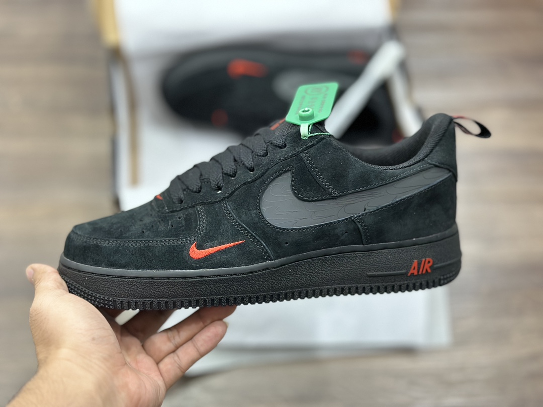 220 Nike Air Force 1 LOW 黑麂皮 双勾 空军一号低帮运动鞋  DZ4514-001