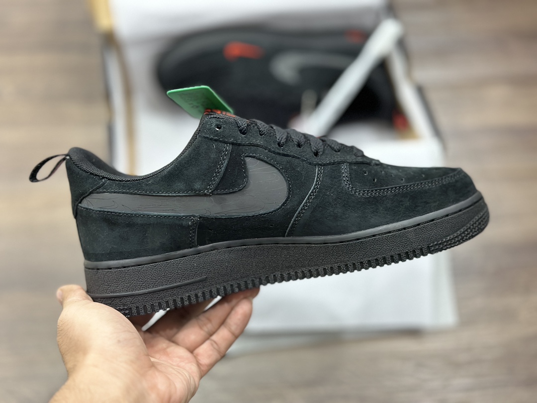 220 Nike Air Force 1 LOW 黑麂皮 双勾 空军一号低帮运动鞋  DZ4514-001