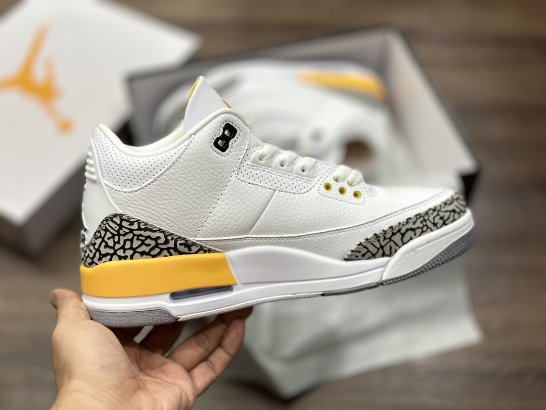 240 头层性价比版本 Air Jordan 3 AJ3 乔3 白黄 乔丹 篮球鞋 CK9246-108