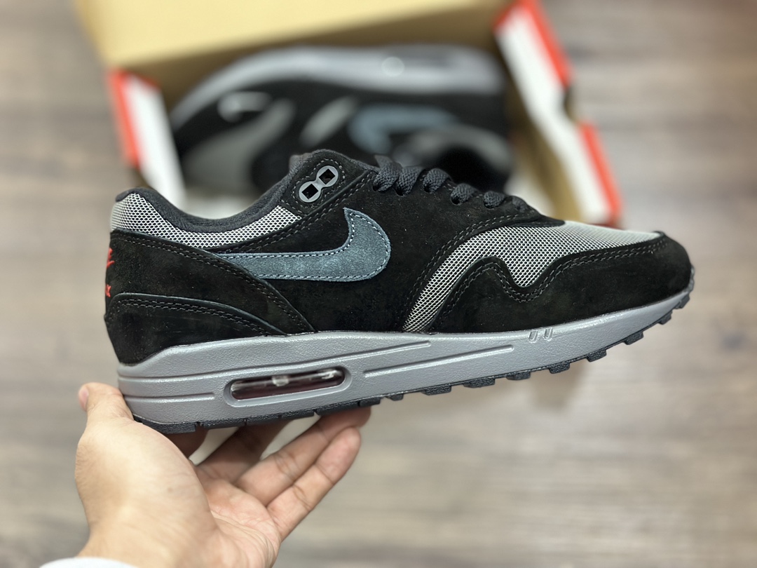 220 Nike Air Max 1 黑灰麂皮复古休闲跑步鞋 FV6910-001