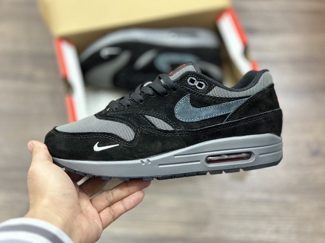 220 Nike Air Max 1 黑灰麂皮复古休闲跑步鞋 FV6910-001