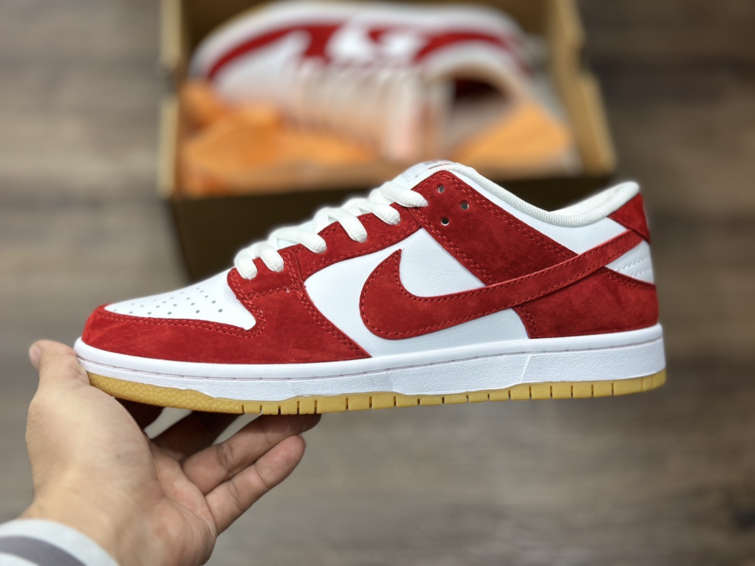 240 NIKE SB Dunk Low 白红 生胶低帮休闲运动鞋 FJ5464-600