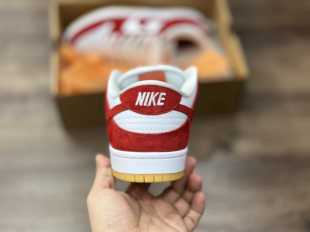 240 NIKE SB Dunk Low 白红 生胶低帮休闲运动鞋 FJ5464-600