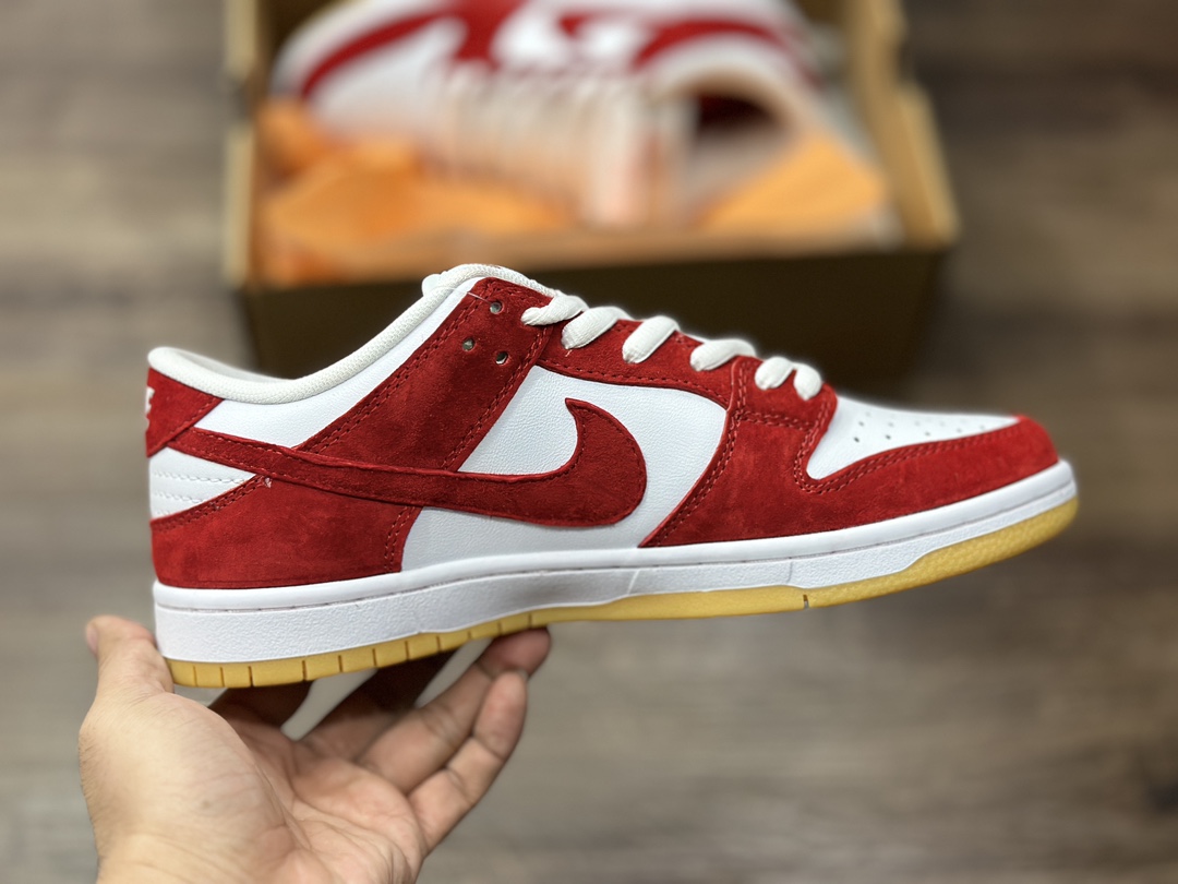 240 NIKE SB Dunk Low 白红 生胶低帮休闲运动鞋 FJ5464-600