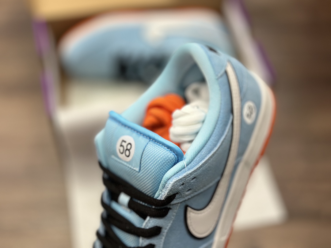 NIKE SB Dunk Low Gulf Racing Blue and White Low-top Casual Sports Shoes BQ6817-401