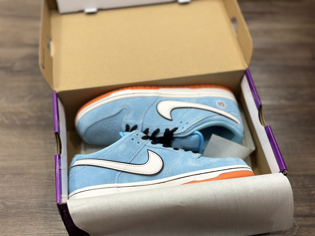 NIKE SB Dunk Low Gulf Racing Blue and White Low-top Casual Sports Shoes BQ6817-401