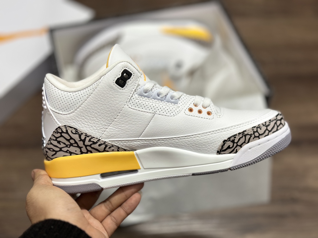 Air Jordan 3 AJ3 Joe 3 white and yellow basketball shoes CK9248-108