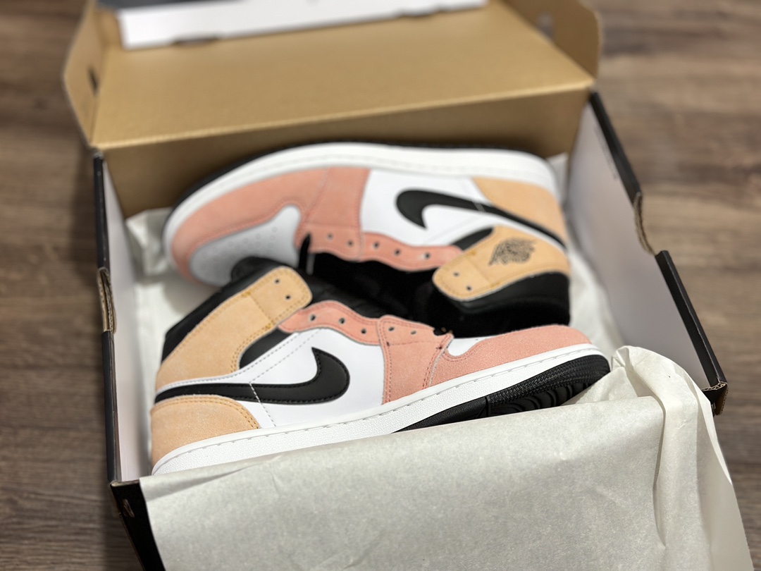 Air Jordan 1 mid AJ1 Joe 1 white orange pink mid-top casual sneakers DX4332-800