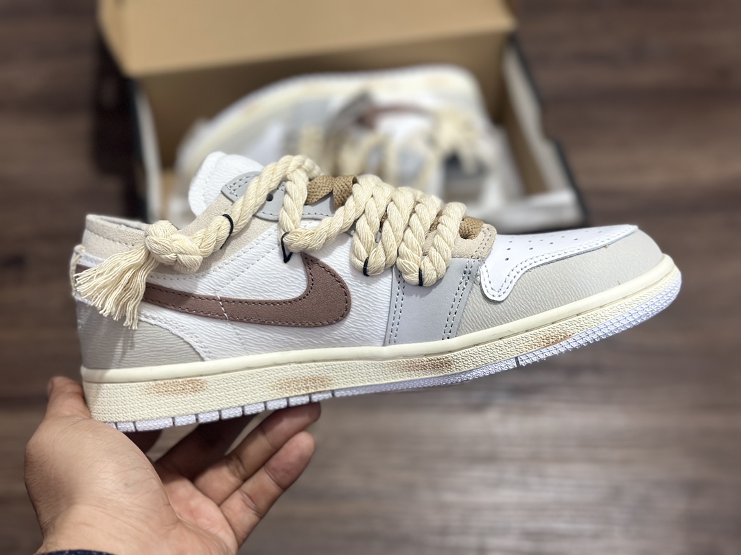 280 定制礼盒 Air Jordan 1 Low AJ1 乔1 解构 绑带 运动休闲鞋 FB9139-002