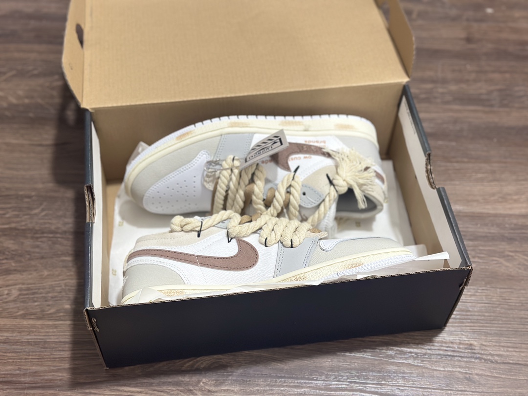 280 定制礼盒 Air Jordan 1 Low AJ1 乔1 解构 绑带 运动休闲鞋 FB9139-002