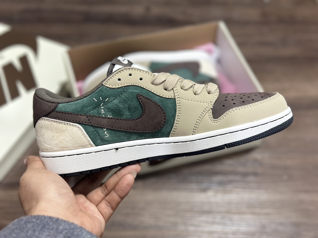 220 Air Jordan 1 Low AJ1 倒钩棕绿低帮休闲板鞋 DM7866-817