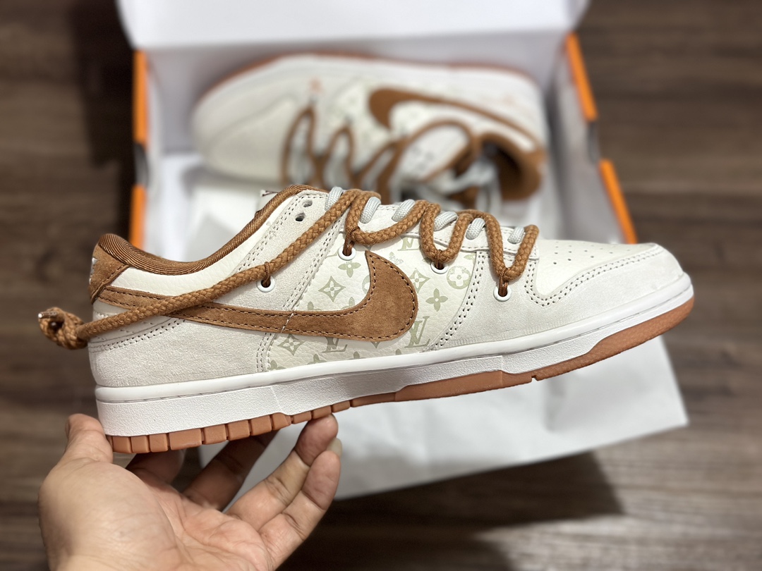 280 NIKE SB Dunk Low 绑带 LV 白橙 低帮休闲运动鞋  FC1688-185