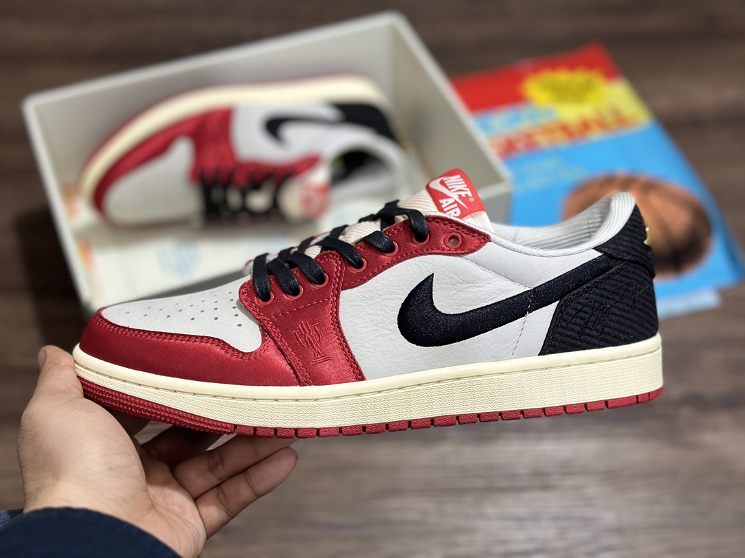 280 Air Jordan 1 AJ1 Low 乔丹 低帮 丝绸白黑红 FN0432-100