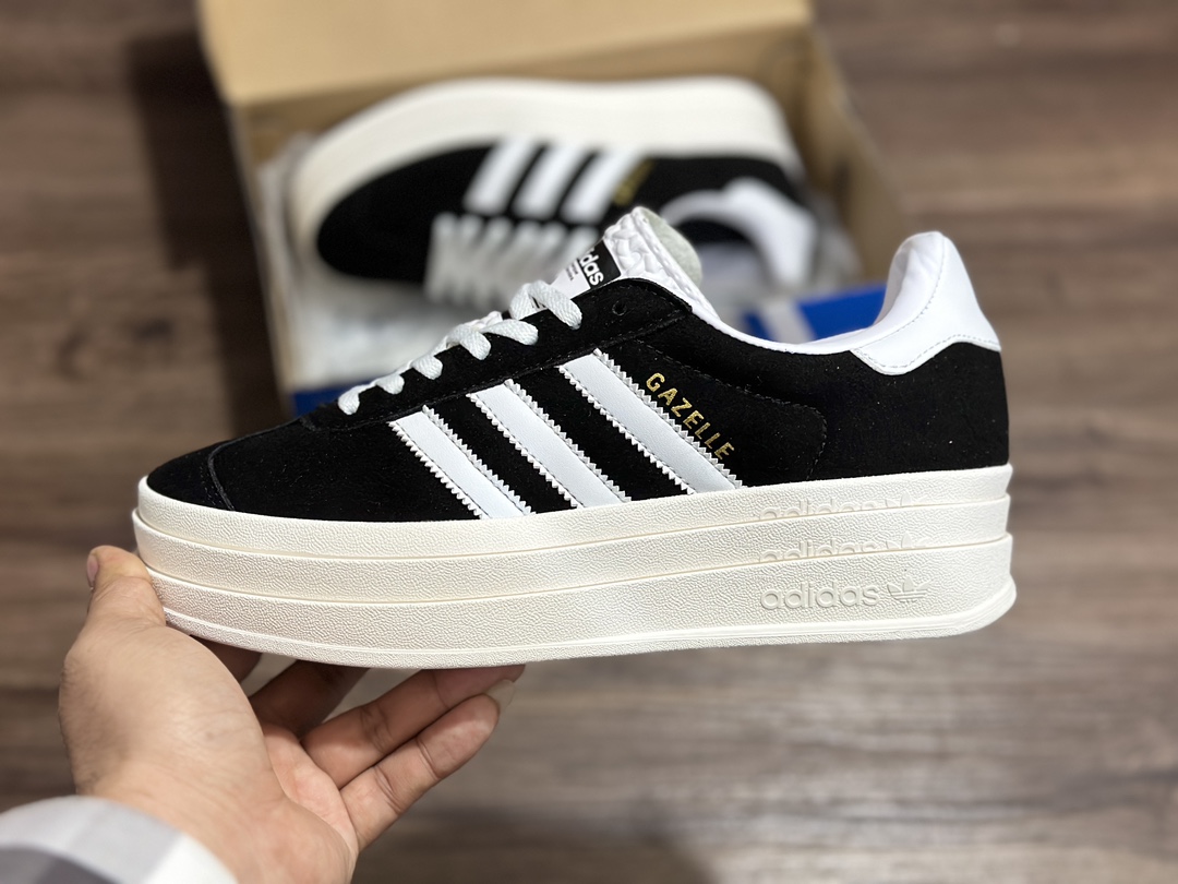 160 #AD Originals Gazelle Bold 德训 黑白 厚底防滑休闲板鞋  HO6122