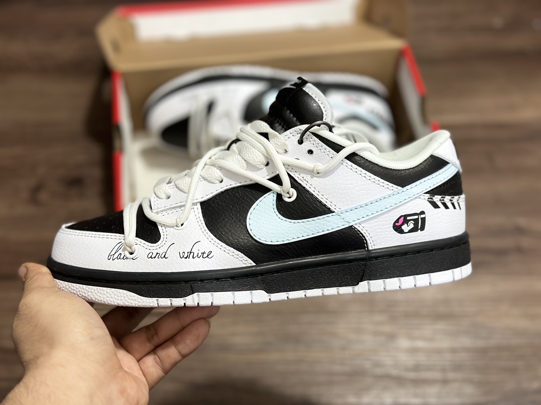 260 NIKE SB Dunk Low 绑带 白蓝黑低帮休闲运动鞋 FD9064-011