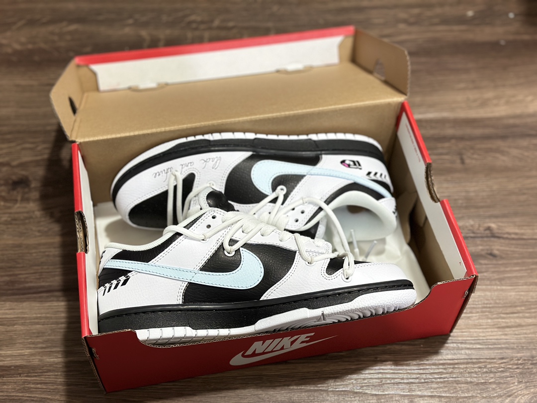 260 NIKE SB Dunk Low 绑带 白蓝黑低帮休闲运动鞋 FD9064-011