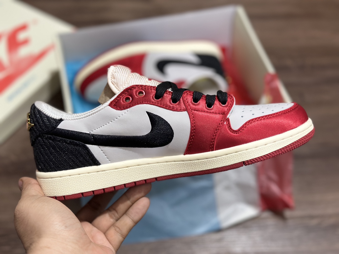 220 Air Jordan 1 AJ1 Low 乔丹 低帮 丝绸白黑红 FN0432-100