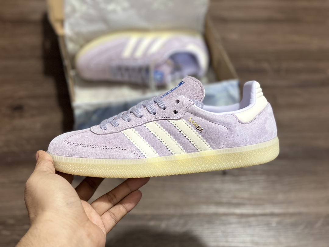 180 阿迪达斯Adidas originals Gazelle Indoor 浅紫德训低帮复古轻便休闲板鞋 IG6176