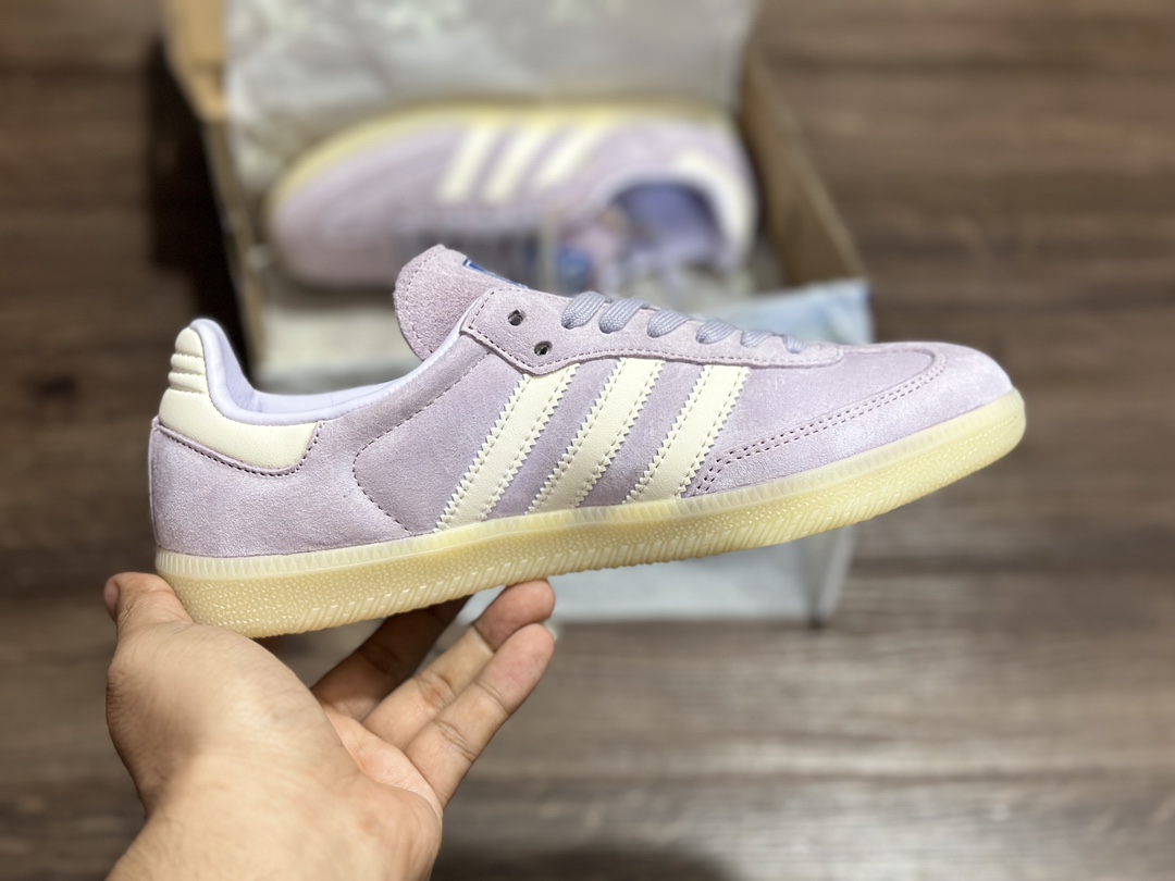 180 阿迪达斯Adidas originals Gazelle Indoor 浅紫德训低帮复古轻便休闲板鞋 IG6176