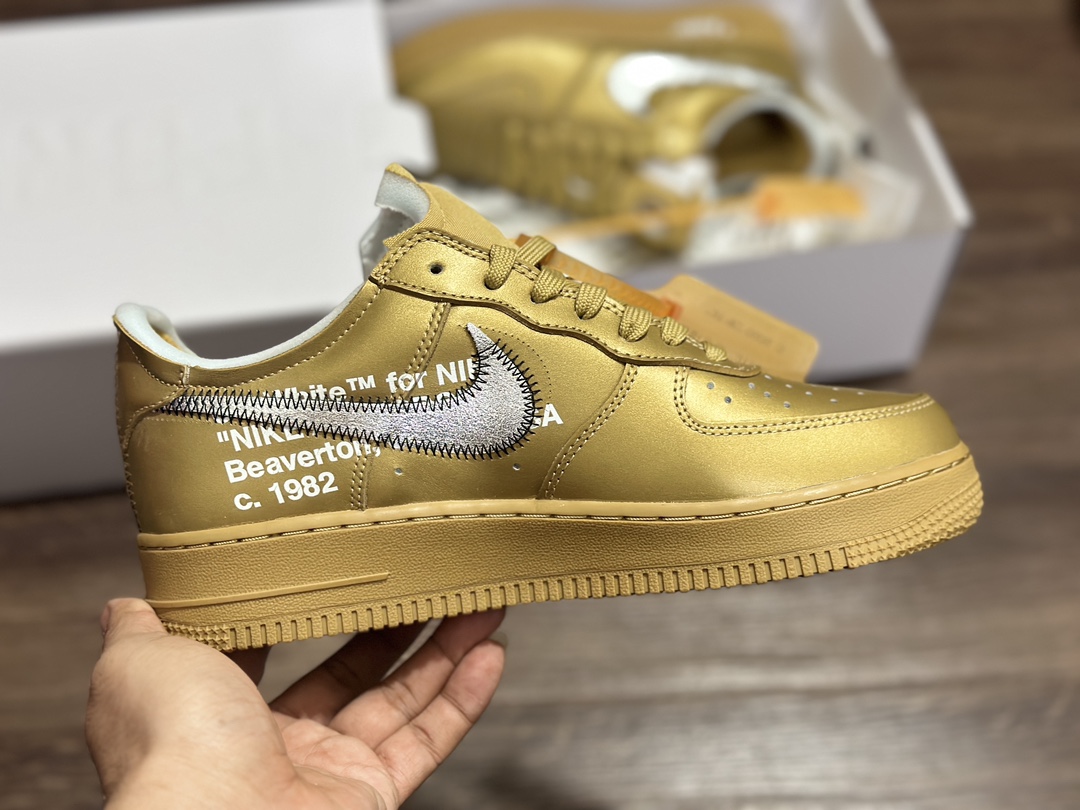 320 OFF-White x Nike Air Force 1 OW 金色联名空军一号低帮运动板鞋 AO4297-800