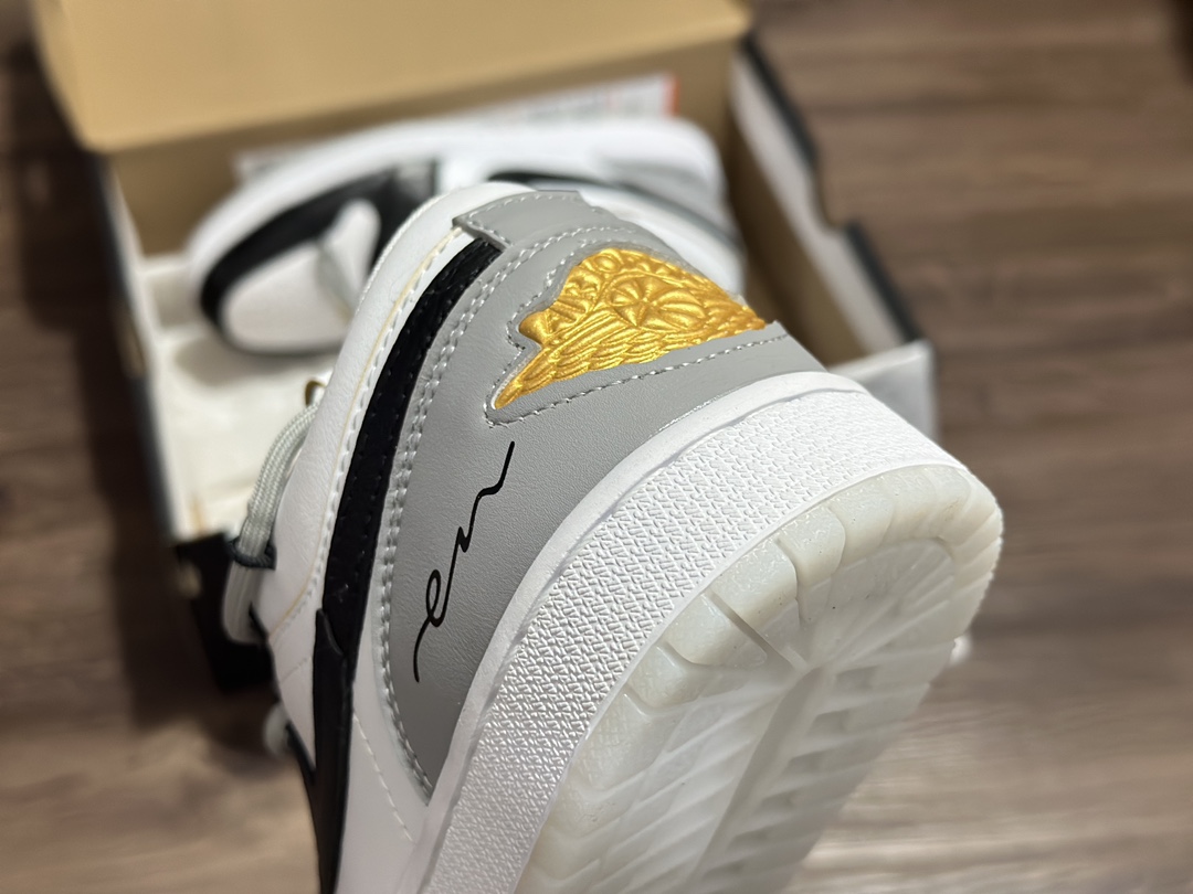 220 Air Jordan 1 Low AJ1 乔1 绑带黑灰低帮休闲板鞋 FN8901-164