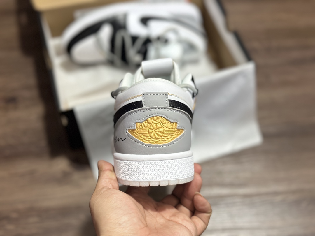 220 Air Jordan 1 Low AJ1 乔1 绑带黑灰低帮休闲板鞋 FN8901-164