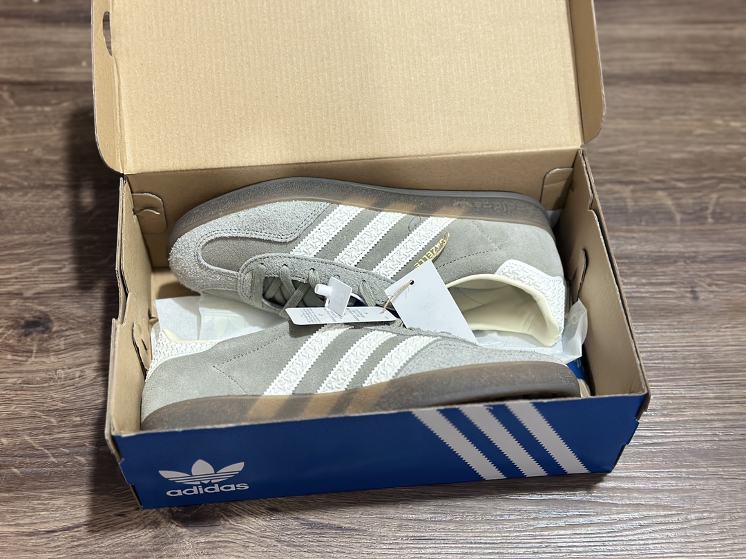 180 阿迪达斯Adidas originals Gazelle Indoor 白灰德训低帮复古轻便休闲板鞋 IF10807