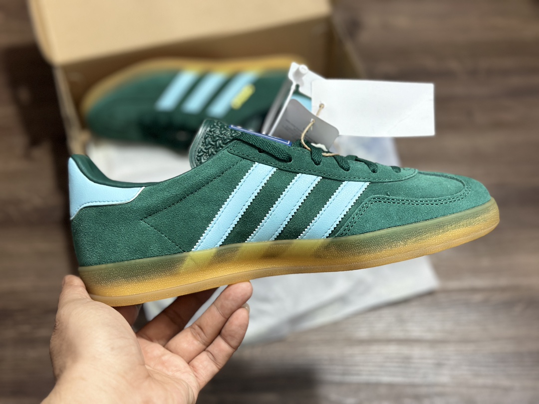 180 阿迪达斯Adidas originals Gazelle Indoor 蓝绿德训低帮复古轻便休闲板鞋 IG9979