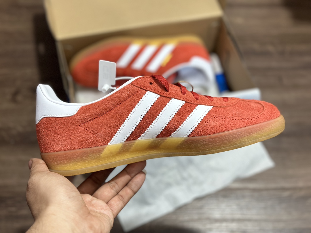 180 阿迪达斯Adidas originals Gazelle Indoor 白红德训低帮复古轻便休闲板鞋 HQ8718