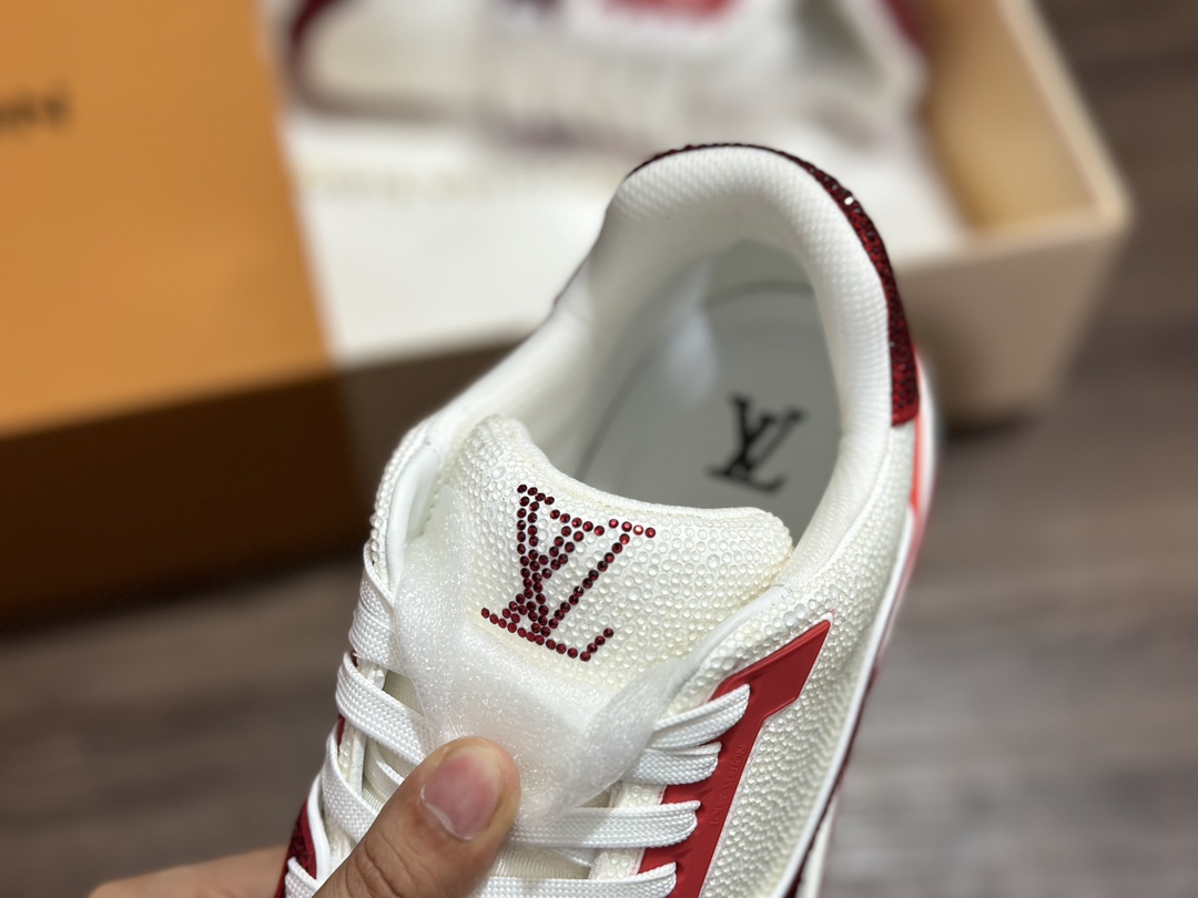 550 广东原装 2023 驴家最新款 LV 板鞋 红钻石 全新LV路易威登 Sneaker 低帮复古百搭休闲运动文化滑板板鞋