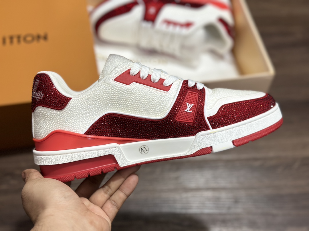 550 广东原装 2023 驴家最新款 LV 板鞋 红钻石 全新LV路易威登 Sneaker 低帮复古百搭休闲运动文化滑板板鞋