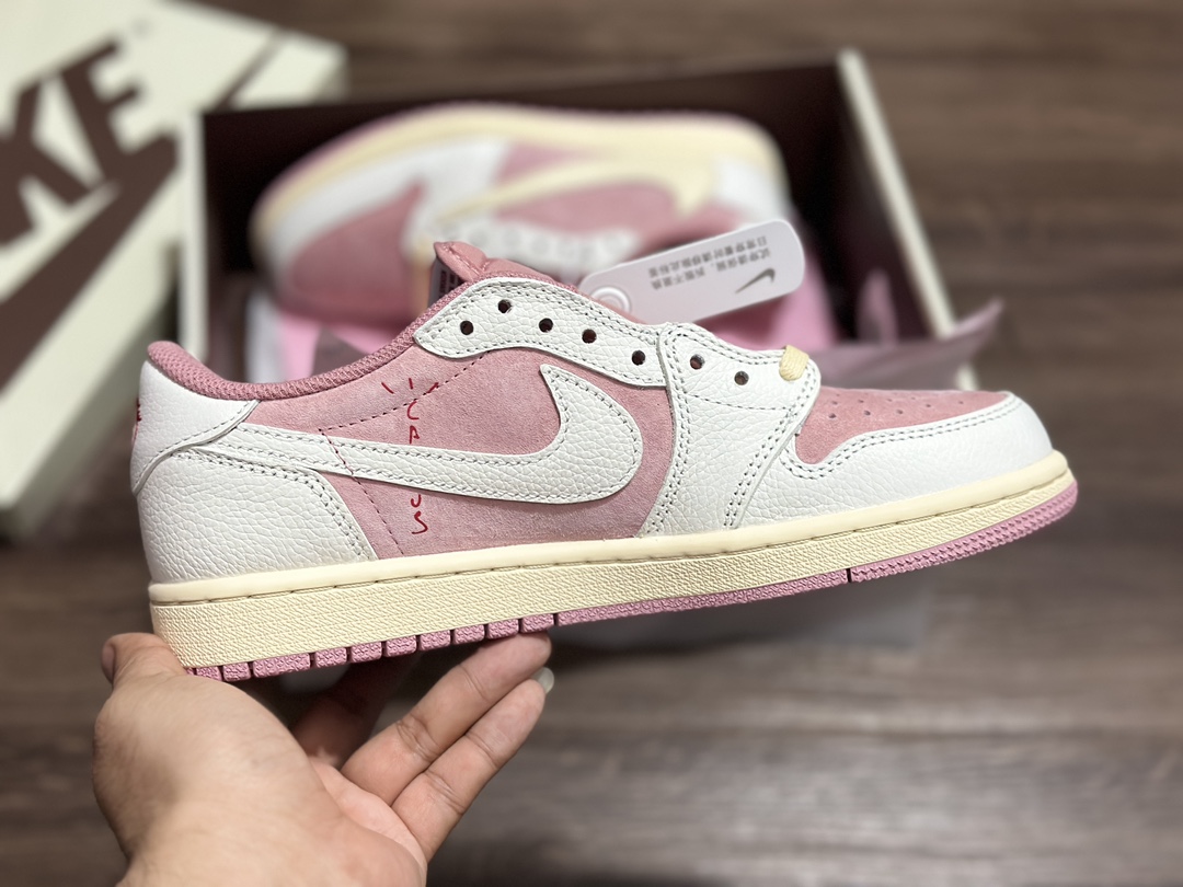 Travis Scott x Air Jordan 1 Low OG AJ1 Jordan 1 Pink Inverted Hook Low Top DM7866-600